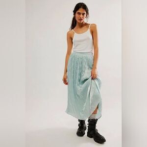 NWOT Free People Vera City Skirt in Aqua Blue Size 6